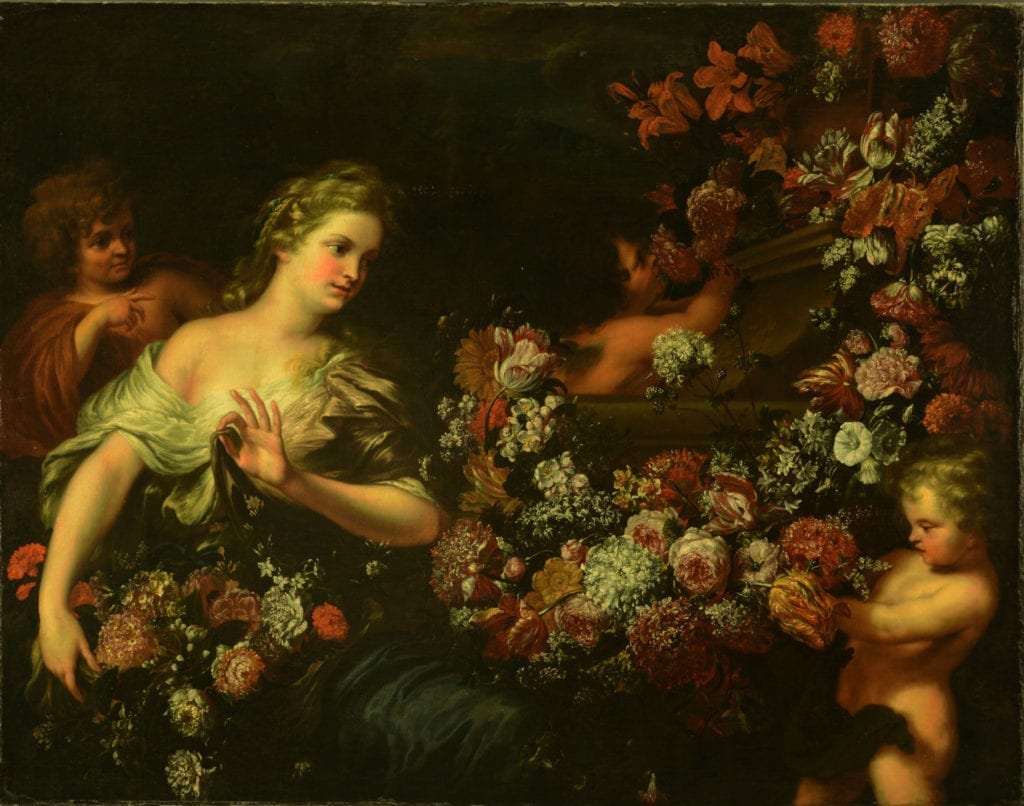Before-restoration-woman-with-flowers